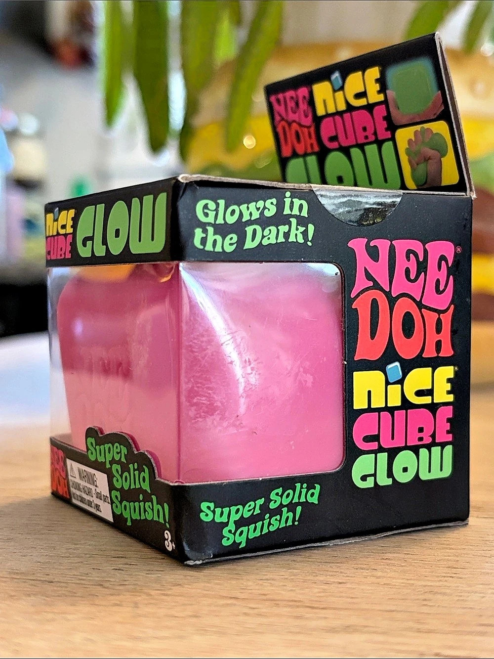 NeeDoh Nice Cube Glow Pink Glow Squish Toy NWT